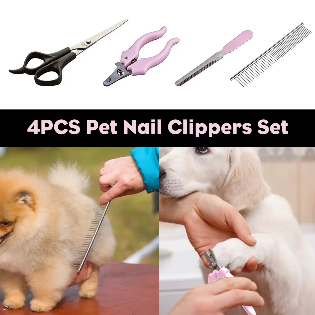 4Pcs Pet Grooming Tools Nail Clipper Set For Pet Hair Nail Trimmer