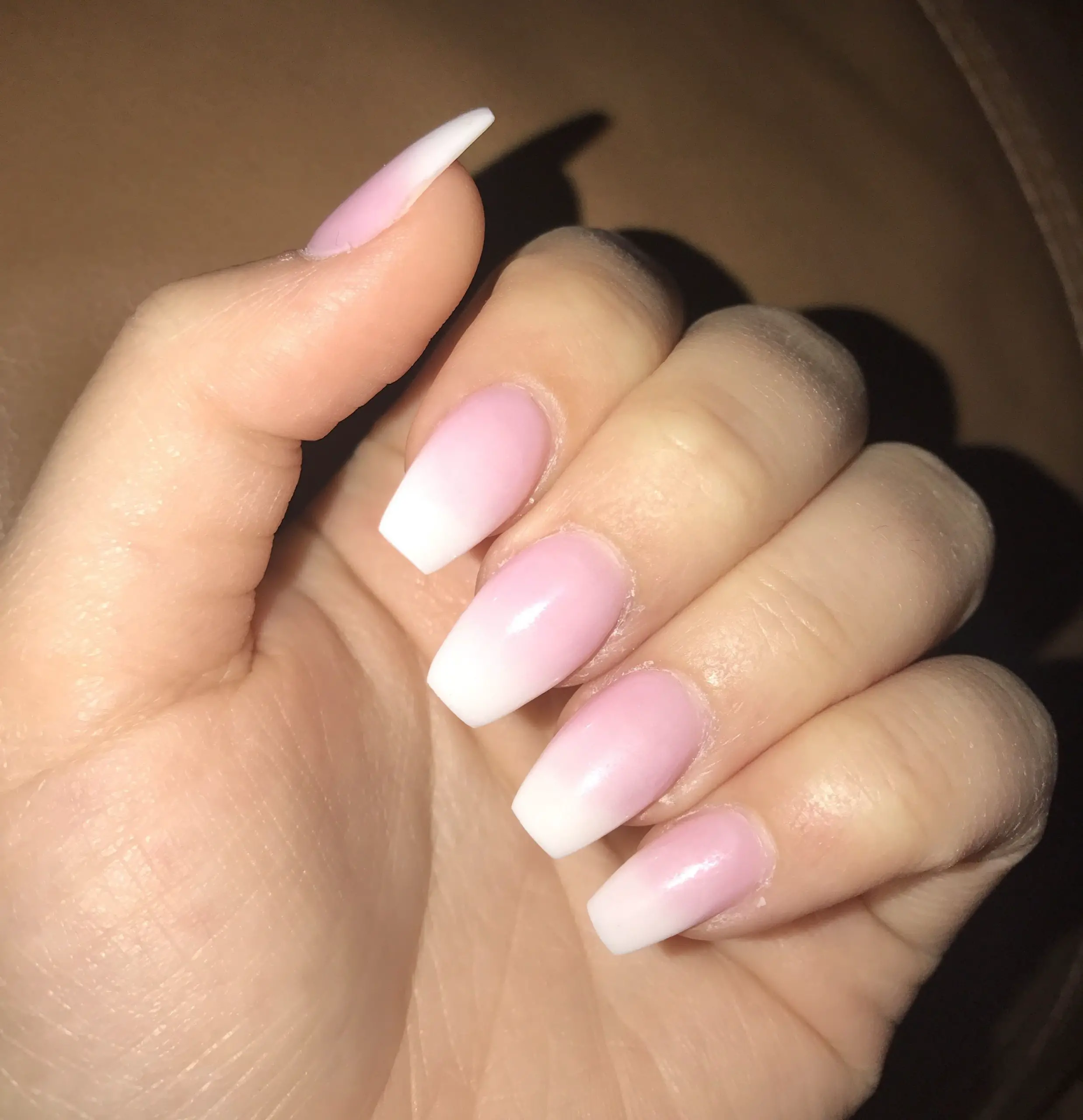 Acrylic Nails Pink To White Ombre