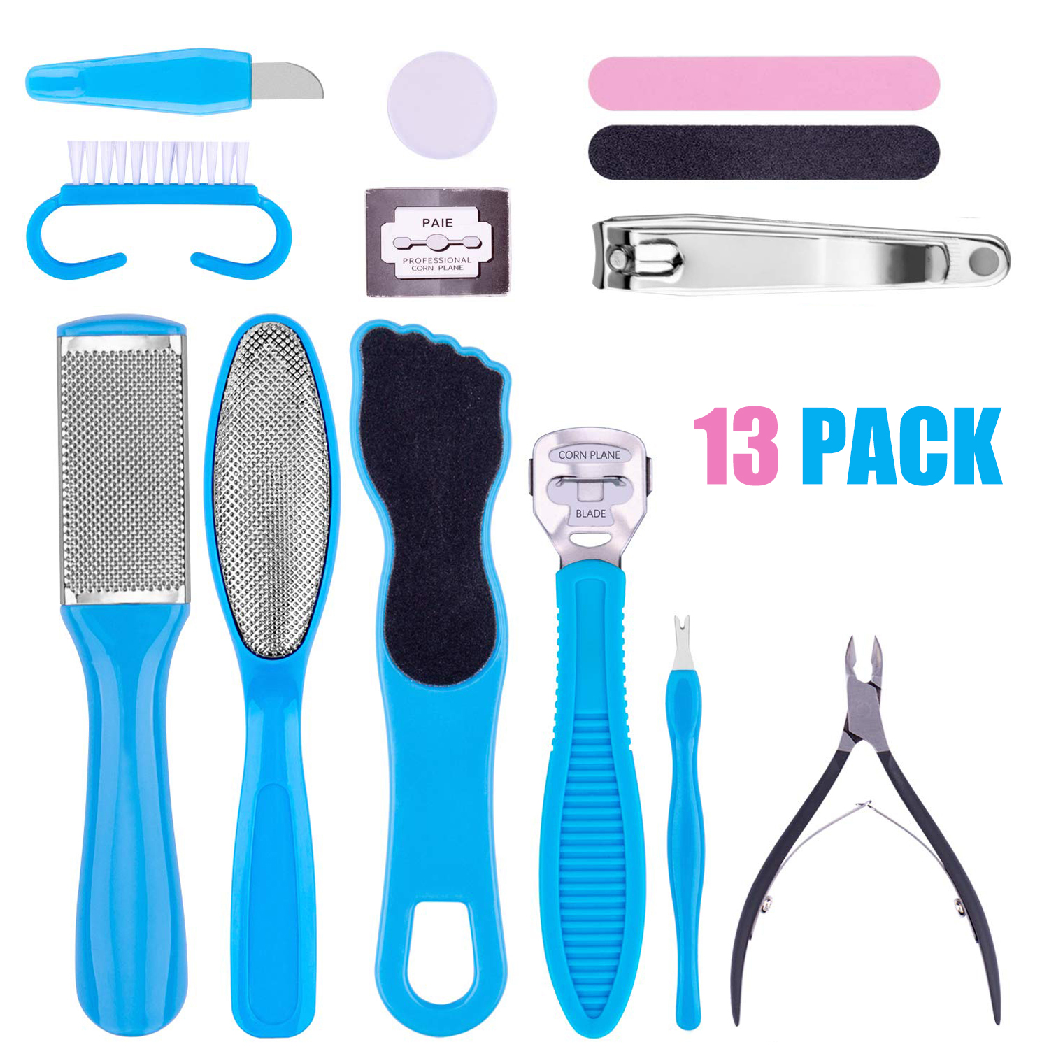 Juslike Pedicure Kit, 13Pcs Stainless Steel Nail Clippers Set ...