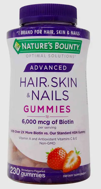 Natures Bounty Advanced Hair, Skin and Nails, 6000mcg Biotin, 200 ...