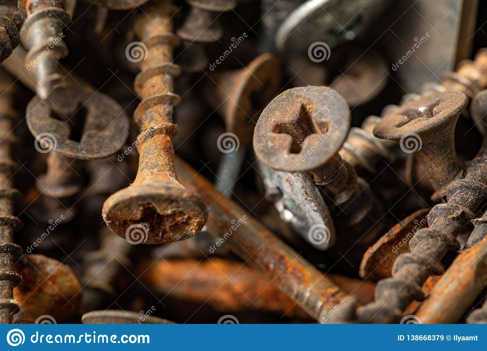 Old Rusty Screws And Nails. Background For Construction ...