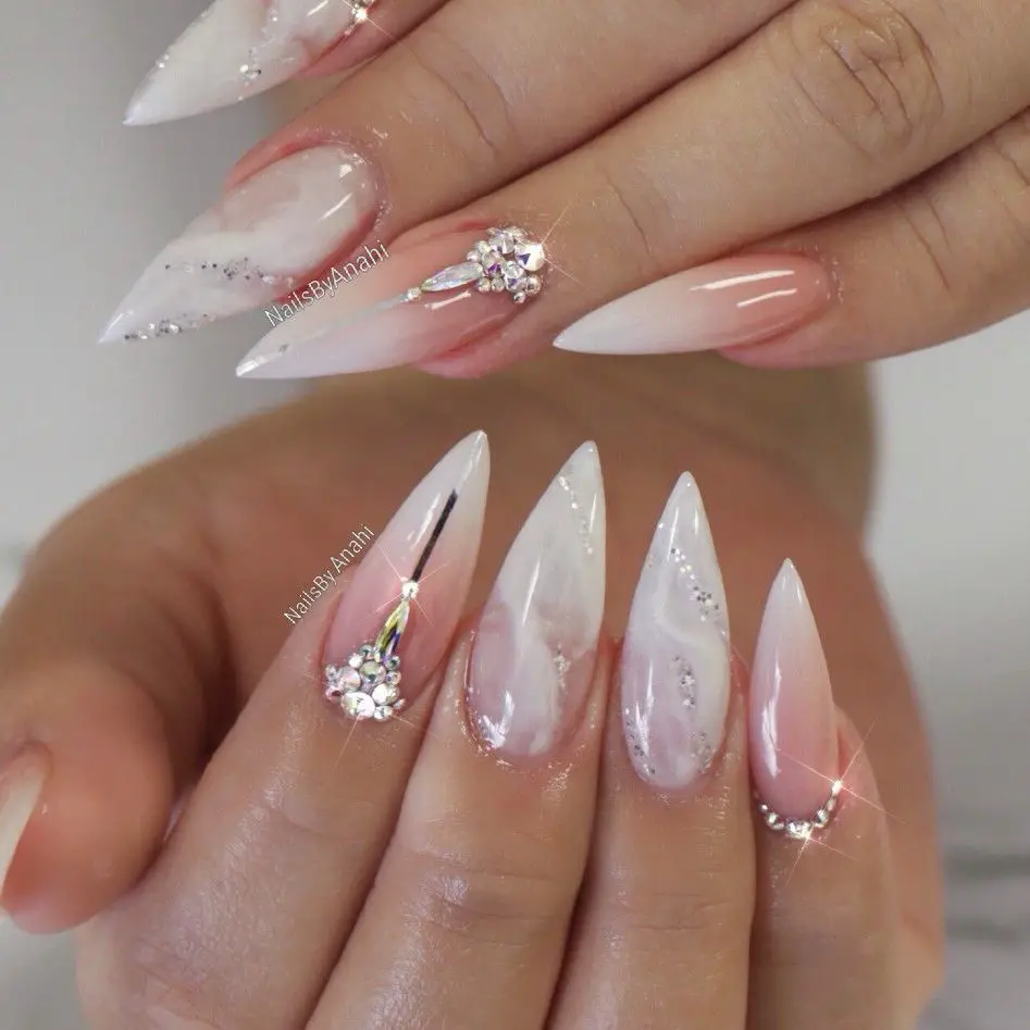Ombre/BabyBoomer Acrylic Full Set with a touch of Marble Nail Art and ...