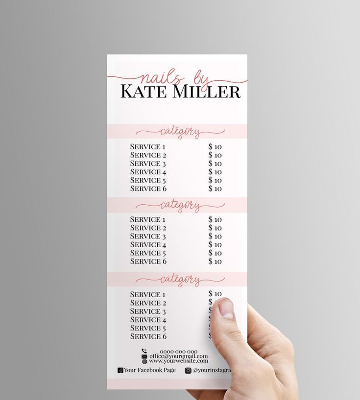Personalized Nail Salon Price List Template Nail Bar Services