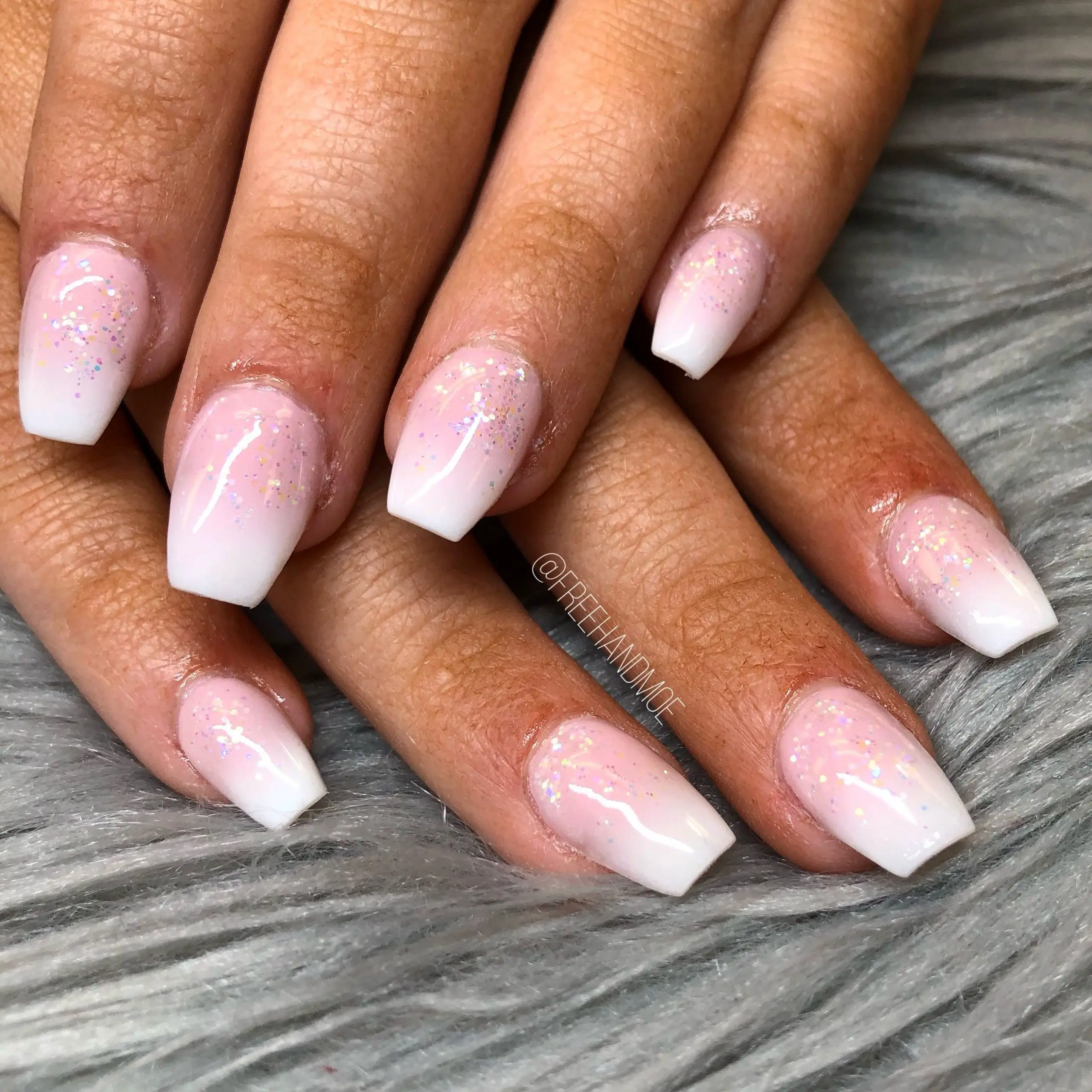 Pink &  White Ombré Acrylic Nails (With images)
