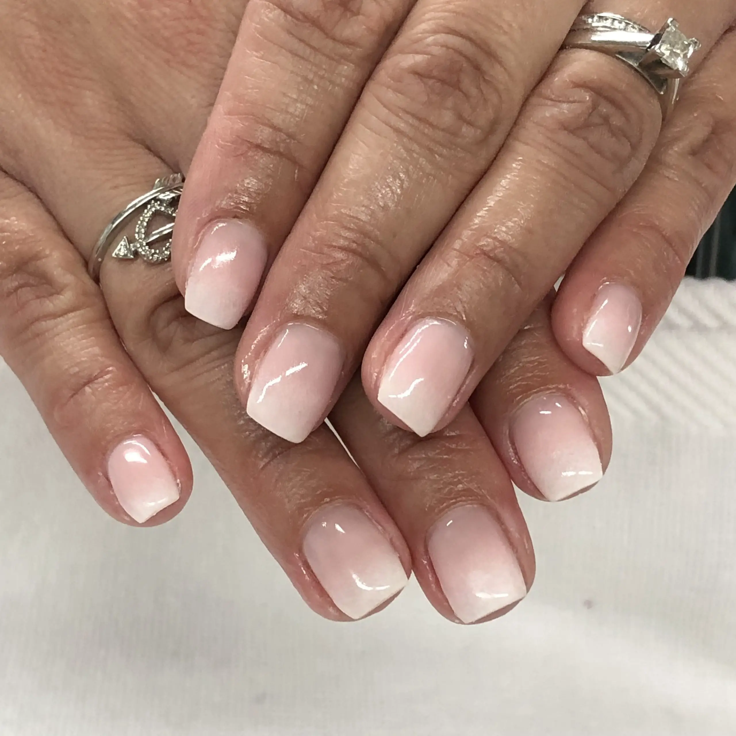 Pink &  White Ombré French Gel Nails