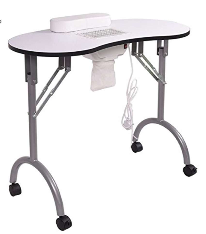 Portable Manicure Table with Exhaust Fan and Carry Bag