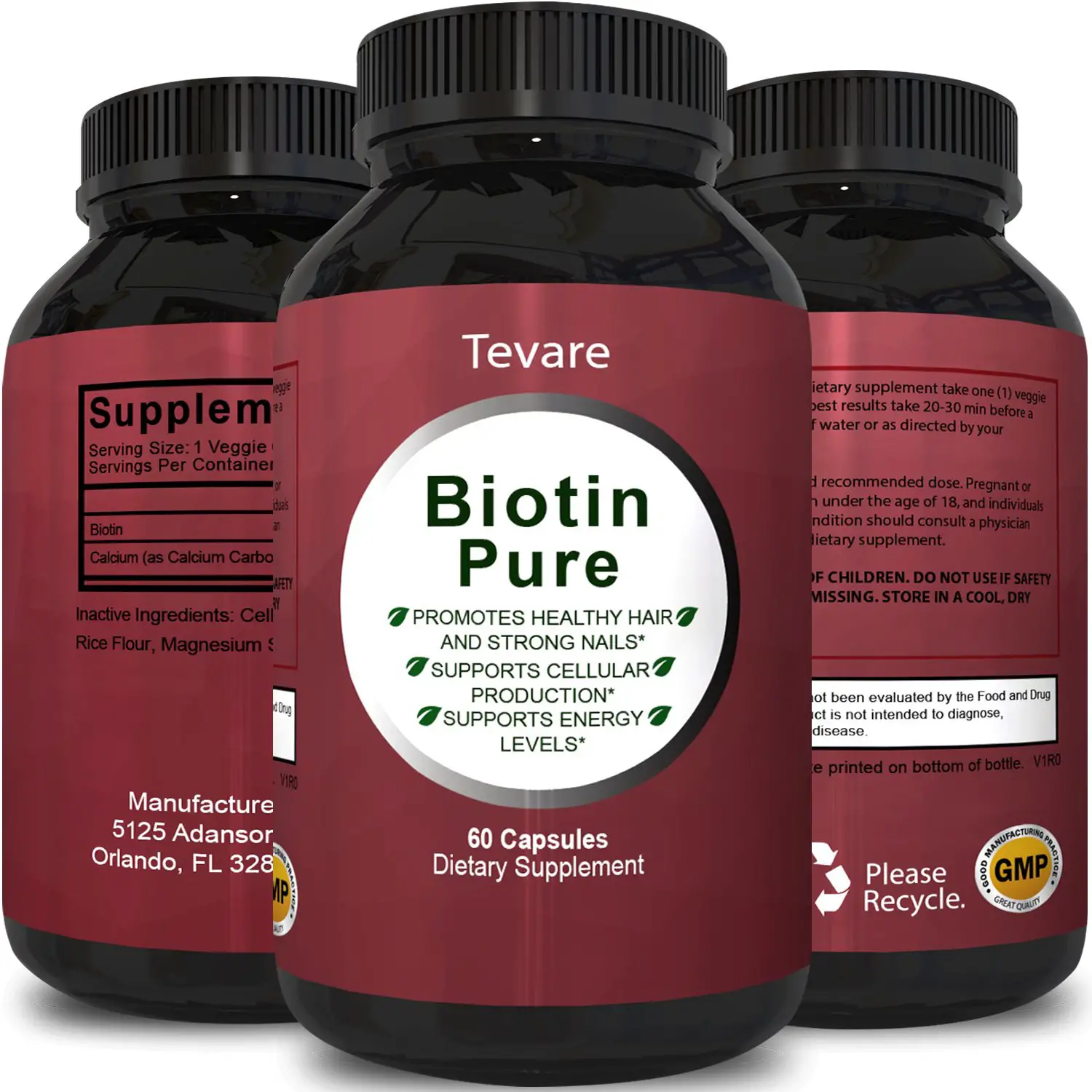 Pure Biotin Hair Skin and Nail Health Supplement