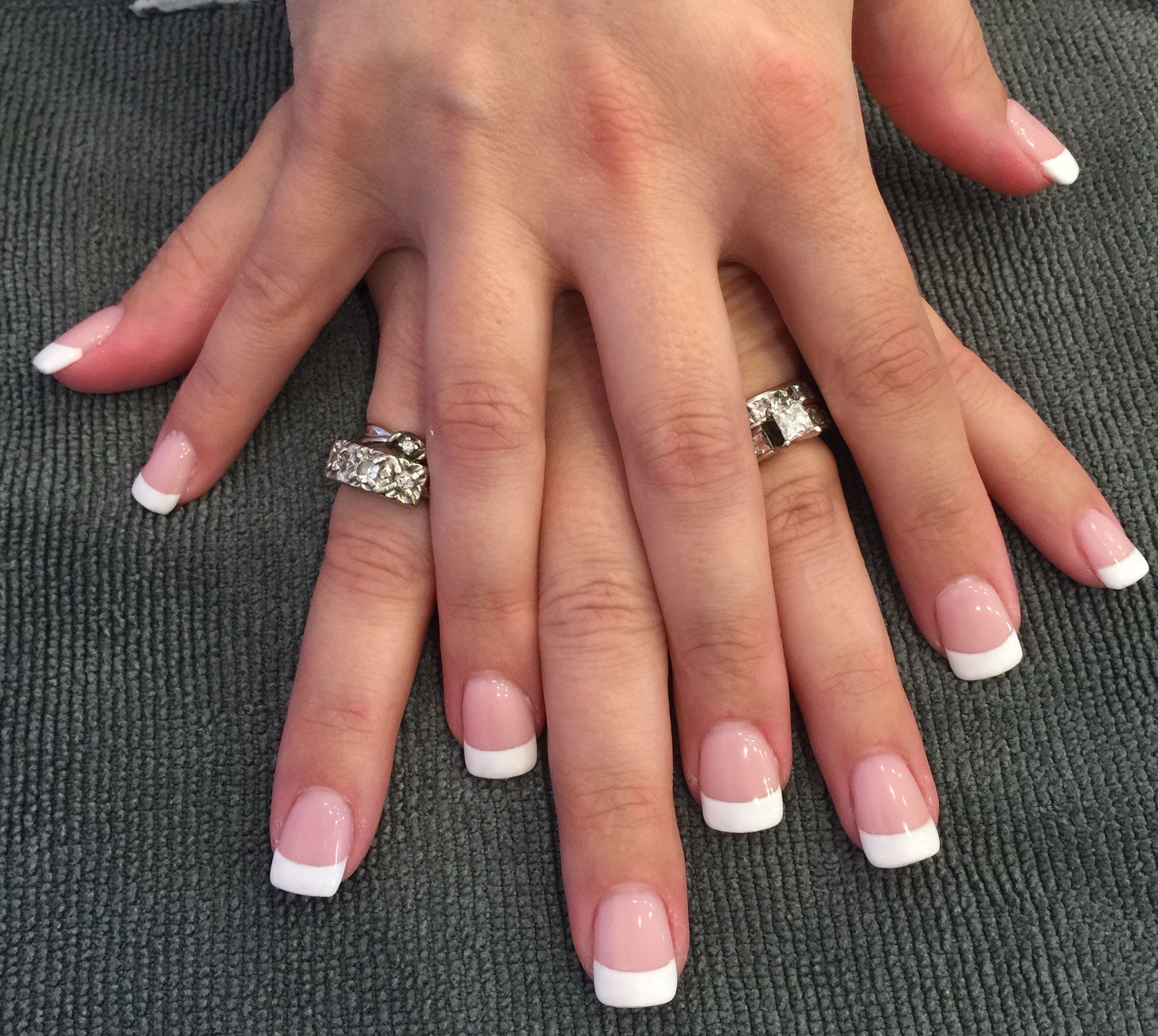 Sculpted gel nails with French gel polish
