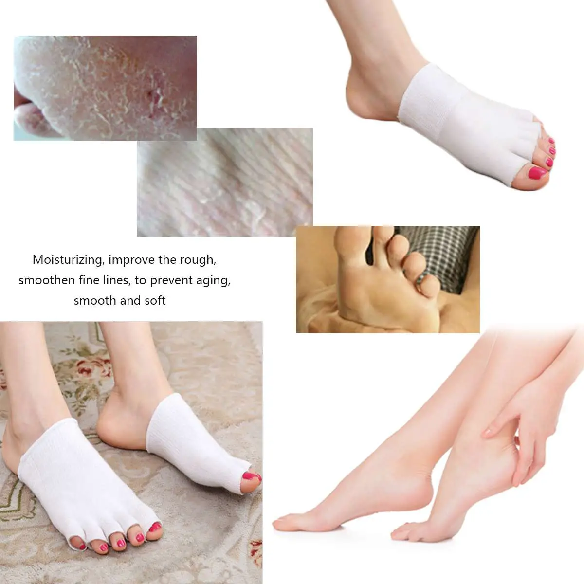 SPA Whitening Moisturizing Gel Toe Socks Chapped Care Tool Feet Cracked ...