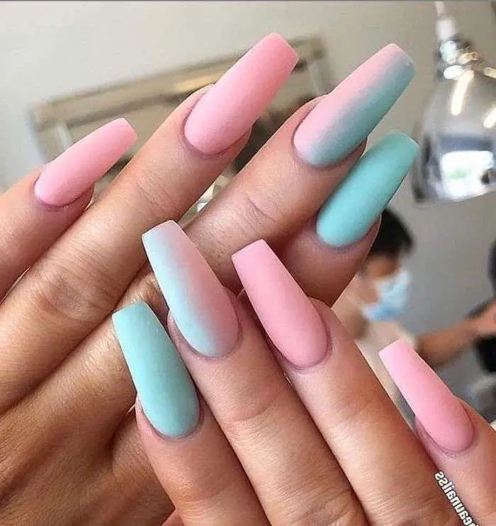 what color should i paint my nails pink and blue matte ...